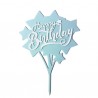 Cake topper Happy Birthday albastru